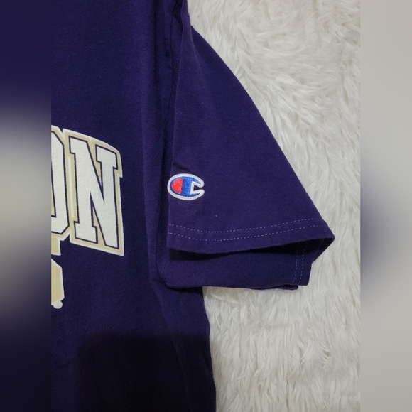 Champion Purple Washington Huskies T-Shirt 100% Cotton Mens M - Picture 3 of 6